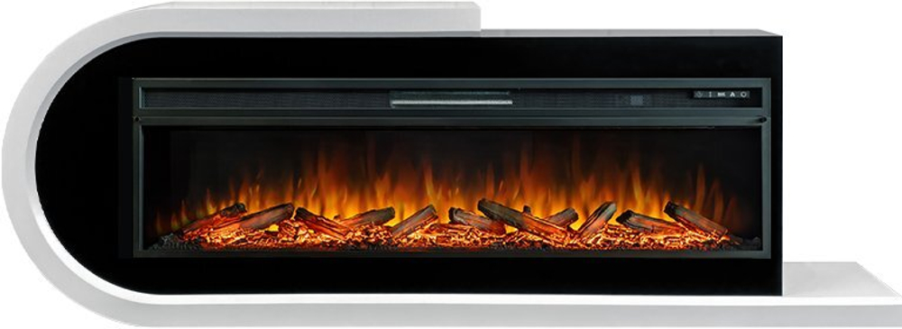 Каминокомплект Basel 60 L - Белый с черным с очагом Vision 60 LOG LED
