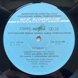 Винтажная виниловая пластинка LP Ottawan Оттаван 2 (СССР 1985) Hands Up