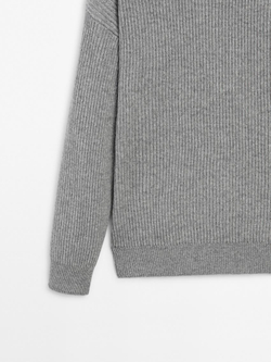 Massimo Dutti Свитер из 100% кашемира, серый меланж