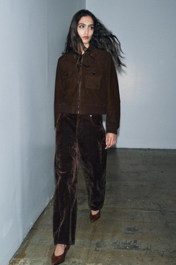 ZARA БОМБЕР ИЗ ЗАМШИ — ZW COLLECTION LIMITED EDITION, ШОКОЛАДНЫЙ