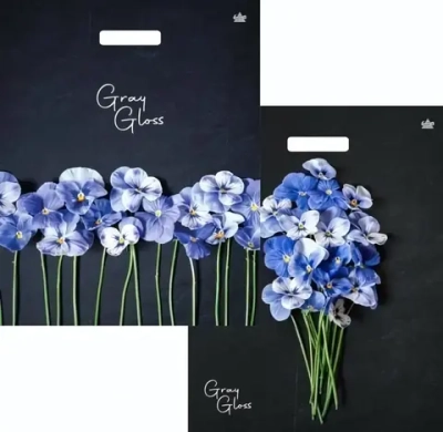 Пакет ПЭ с вырубной ручкой 39х48см (50) (Грэй Глосс Анютины глазки) ламинированный Тико (х50/500)