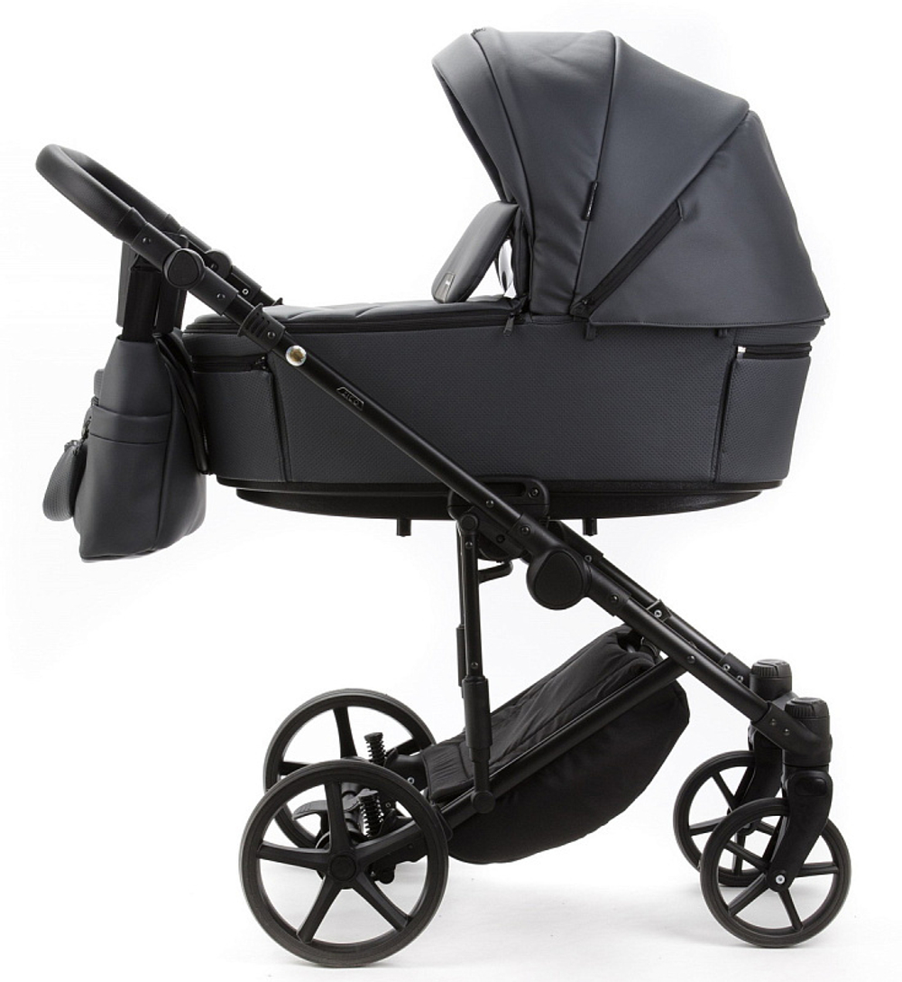Детская коляска Adamex Zico Deluxe New 2 в 1 ZN-SA05 ТЕМНО-СЕРАЯ КОЖА