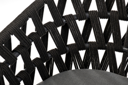 "Диего" стул плетеный из роупа, основание дуб, каркас из стали темно-серый (RAL7024) муар, роуп темно-серый круглый, ткань темно-серая 027