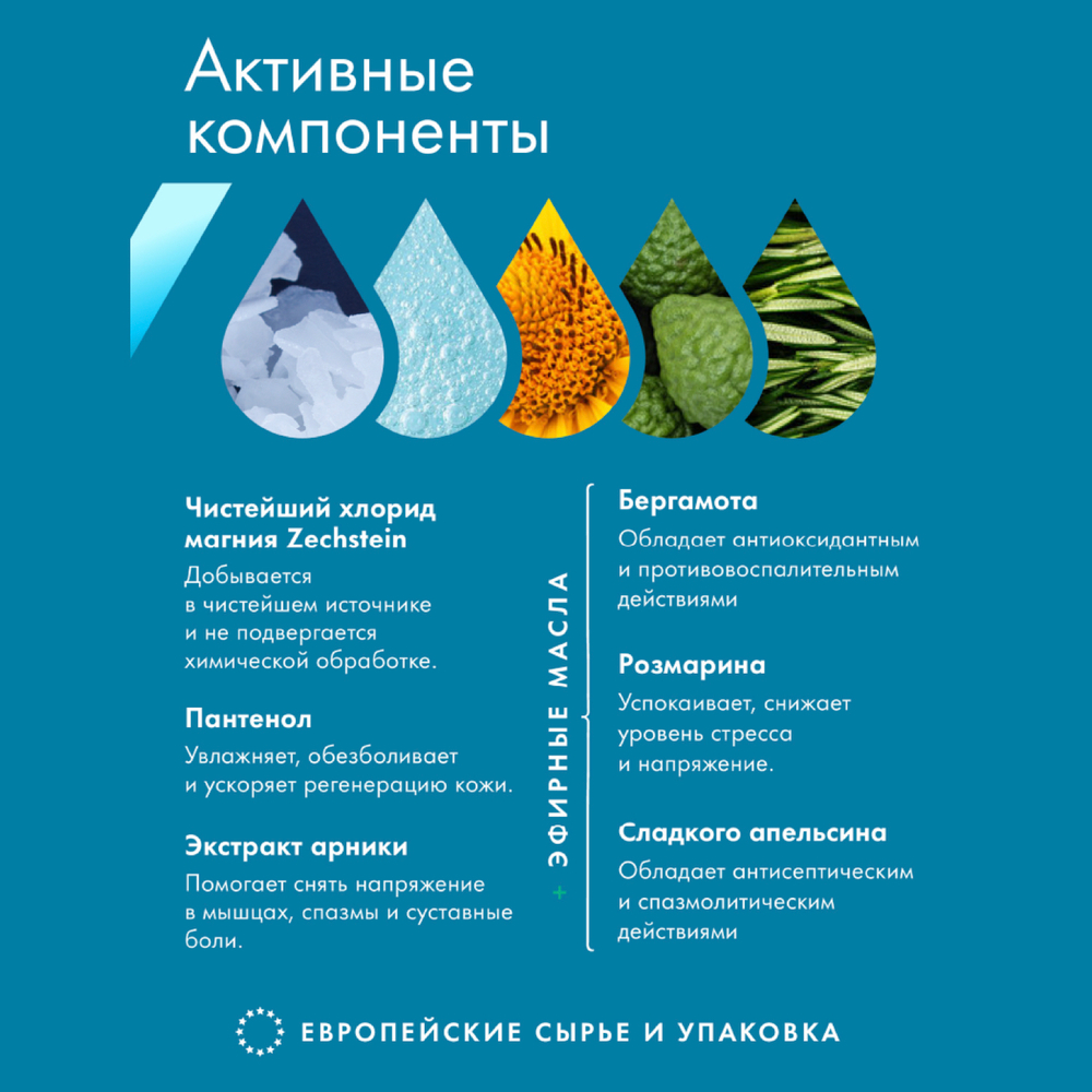 MAGNESIUM THERAPY MUSCLE SPORT Магниевое масло для тела с экстрактом арники и эфирными маслами апельсина, розмарина и бергамота, 125 мл