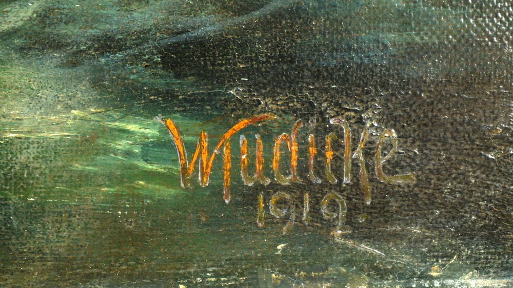 Рудикке В. (?). «Морское сражение». Масло. Сев. Европа, 1919 г. Размер: 80*100 см.