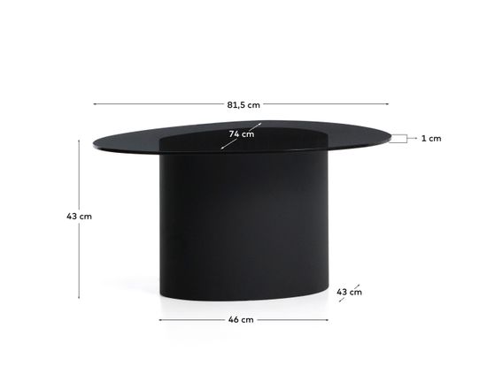 Приставной столик Olir из черной стали и закаленного стекла, 82 x 74 см