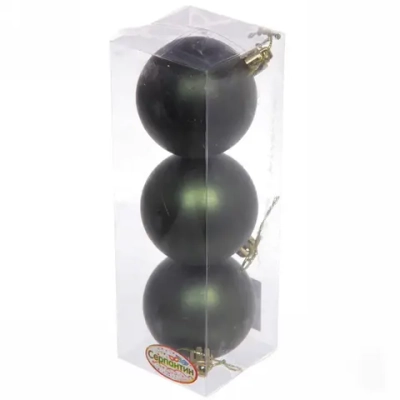 Новогодние шары 6 см (набор 3 шт) «Матовый», изумруд