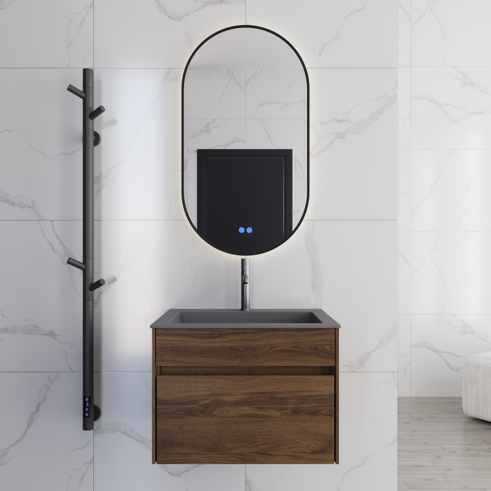 База под раковину Chiara 600 подвесная, 1 выкатной ящик soft-close, C.Oak