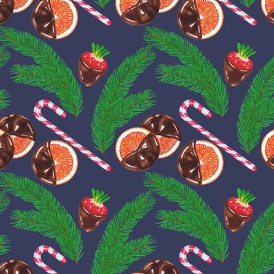 Еловые веточки и фукты в шоколаде