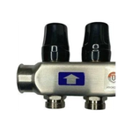 Коллектор из нержавеющей стали для отопления без расходомеров TIM 1" - 3/4" Евроконус - 12 выходов