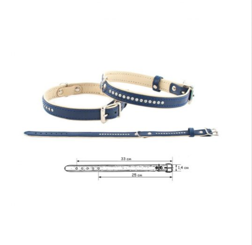 Zoo-M ошейник для кошек и собак классика премиум черный со стразами 14 мм 25-33 см.