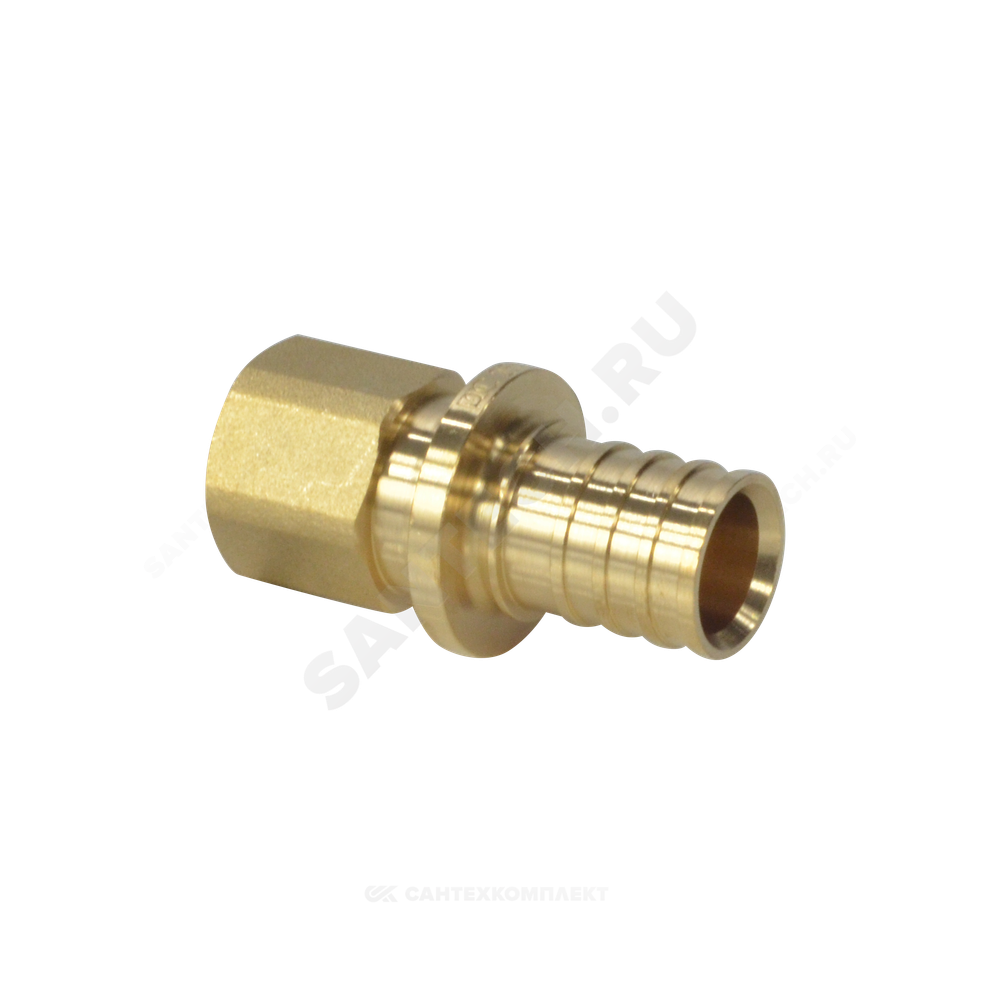 Муфта для PE-X труб аксиальная латунь Дн 25х1/2" ВР РОС