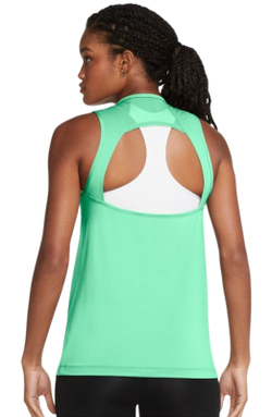 Женский топ теннисный Nike Pro Tank Essential Open Back GX W - green glow/white