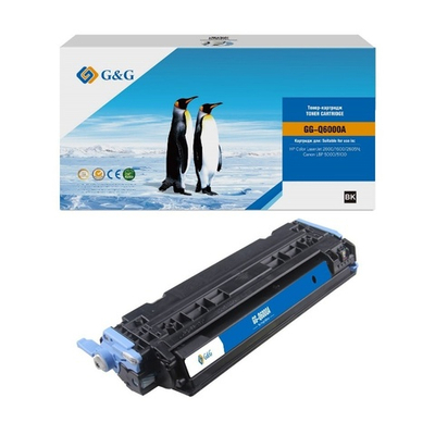 Картридж G&G, аналог HP Q6000A, Canon 707BK, черный (2.5K)