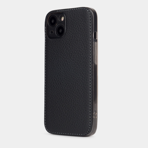 Чехол-накладка для iPhone 13 Mini из натуральной кожи теленка, цвета черный
