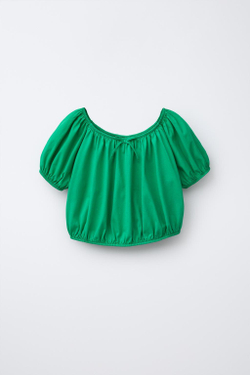 ZARA КОНТРАСТНЫЙ ЭЛАСТИЧНЫЙ ТОП, ЗЕЛЕНЫЙ