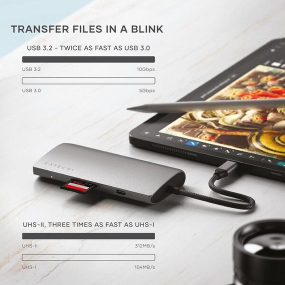 Адаптер Satechi USB-C Multiport Adapter 8K Ethernet V3 (ST-P8KEM) Space Gray