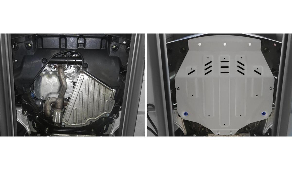 Защита картера и КПП Rival для Acura MDX III (V - 3.5) 2014-2016/Honda Pilot III (V - 3.0) 2016-2019 2018-н.в., штампованная, алюминий 4 мм, с крепежом, 333.0101.1