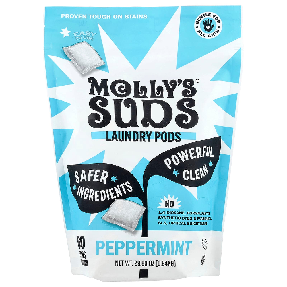 Molly's Suds, капсулы для стирки, с перечной мятой, 60 капсул, 0,84 кг (29,63 унции)