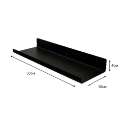 Полка MetaDec Plain настенная прямая, 30х10см черная, 1шт
