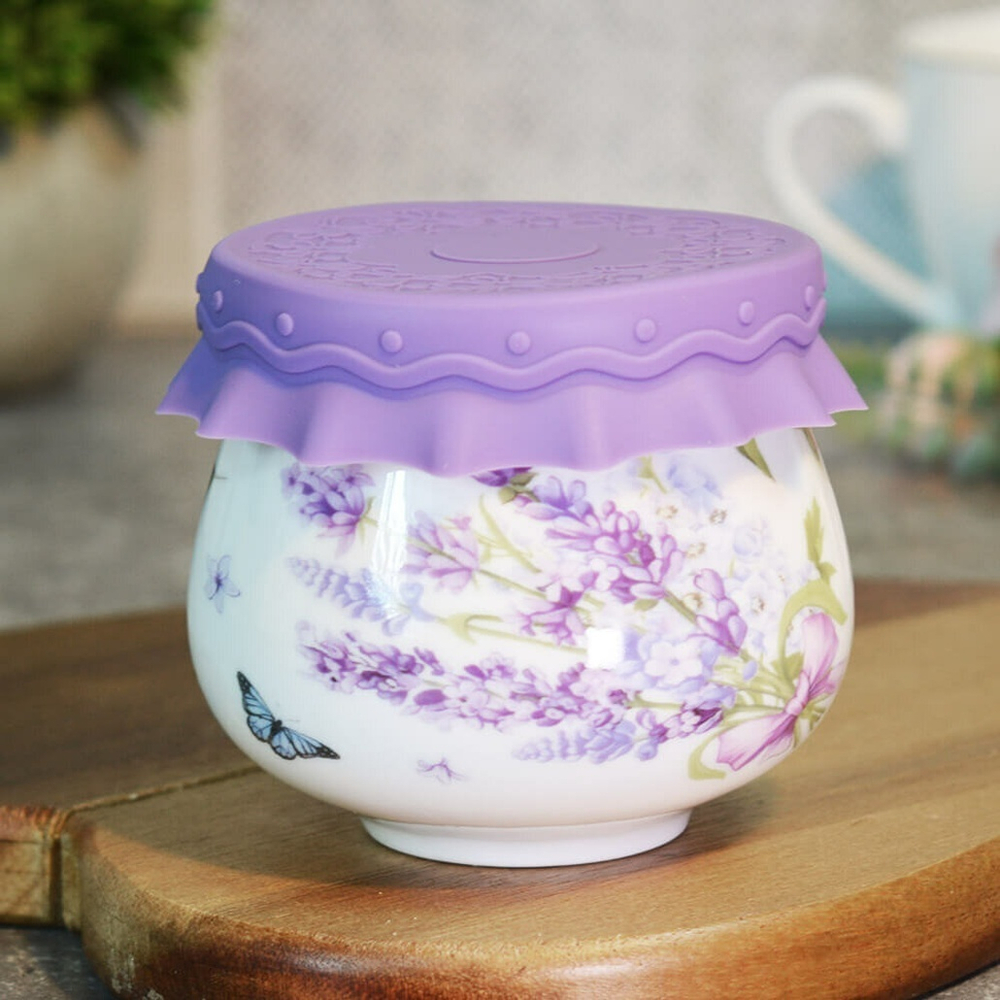 Баночка для меда и варенья 180мл с силиконовой крышкой "Прованс лаванда"