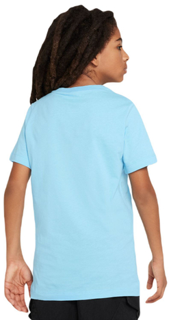 Футболка для мальчика теннисная Nike Kids NSW Tee Embedded Futura - aquarius blue/white