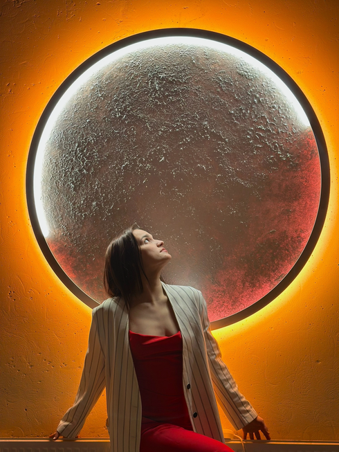 Панно светильник - Текстурная планета с подсветками