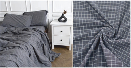 КПБ Дуэт ВАРЕНЫЙ ХЛОПОК "Клетка графит"