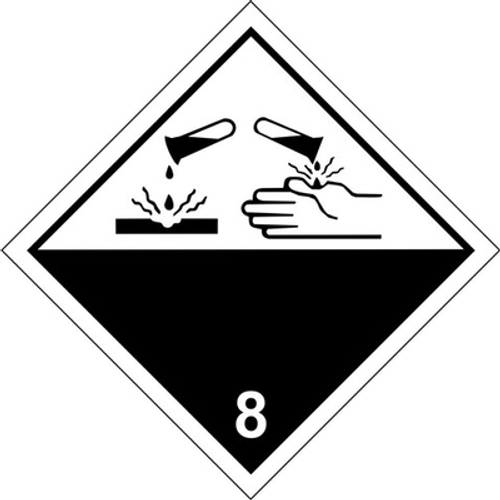 Знак-наклейка "Едкие и коррозионные вещества", класс 8