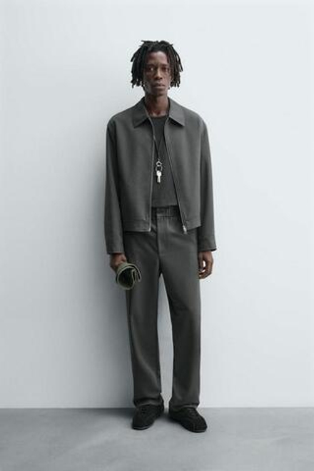 ZARA БРЮКИ-ДЖОГГЕРЫ КЛАССИЧЕСКОГО КРОЯ, ЗЕЛЕНЫЙ