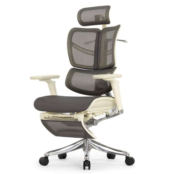 Кресло EXPERT 2 FLY RFYM 01 G (сидение MAX с подножкой, подлокотник 6D(360), сетка сер/каркас светл)