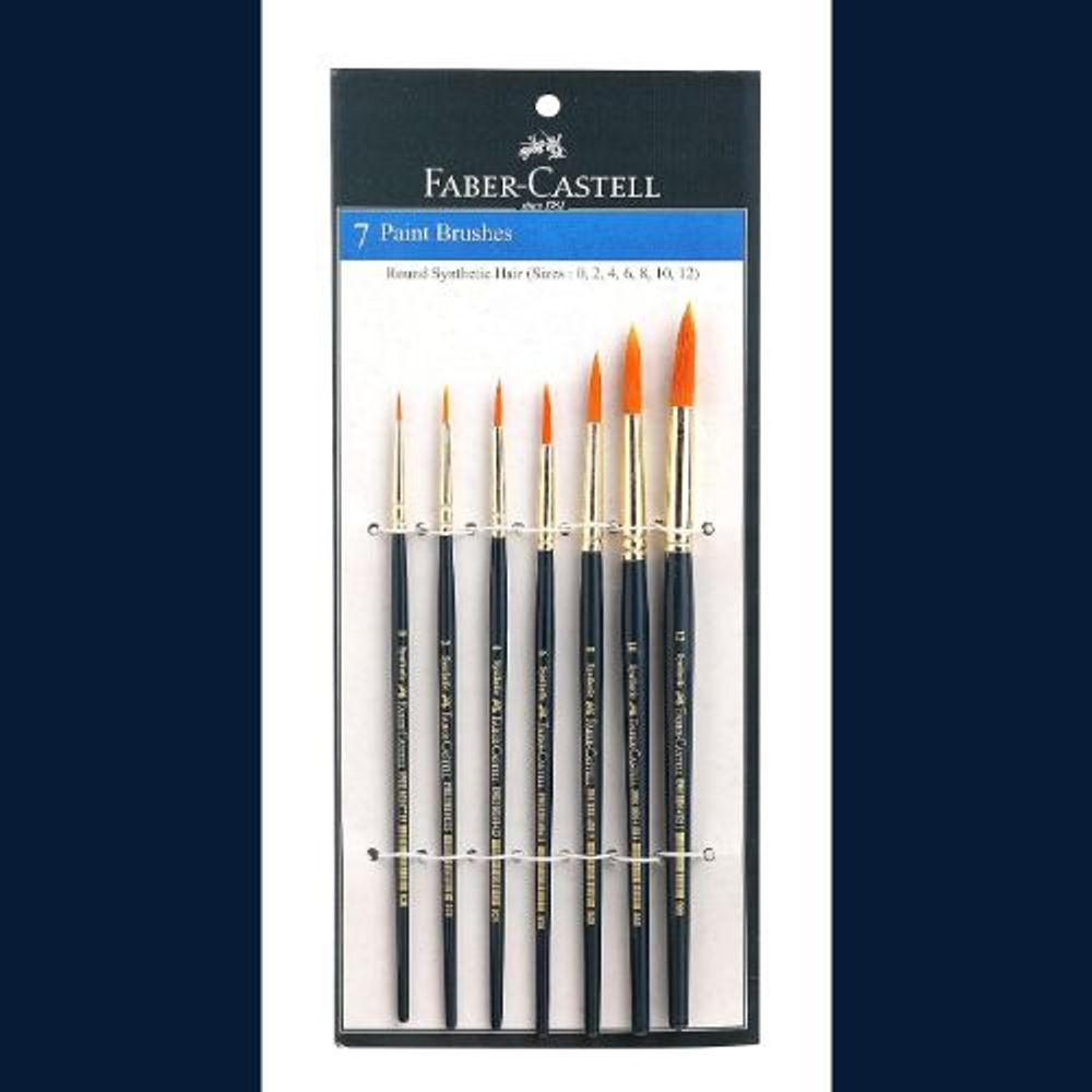 Набор кистей для рисования Faber-Castell круглые, упаковка из 7 штук, синтетика