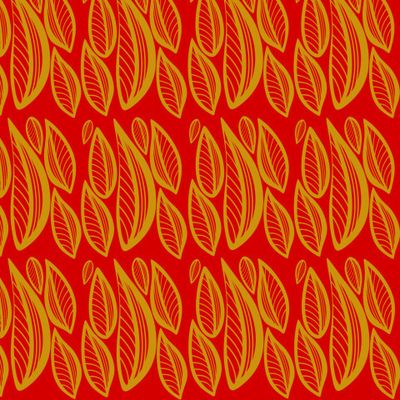 Золотые листья на красном фоне