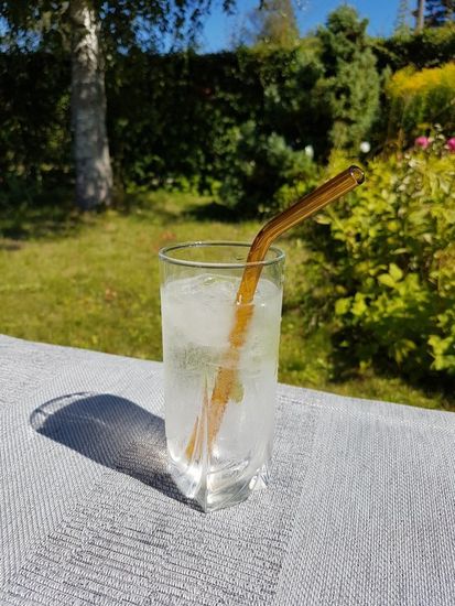 Трубочка стеклянная изогнутая янтарная