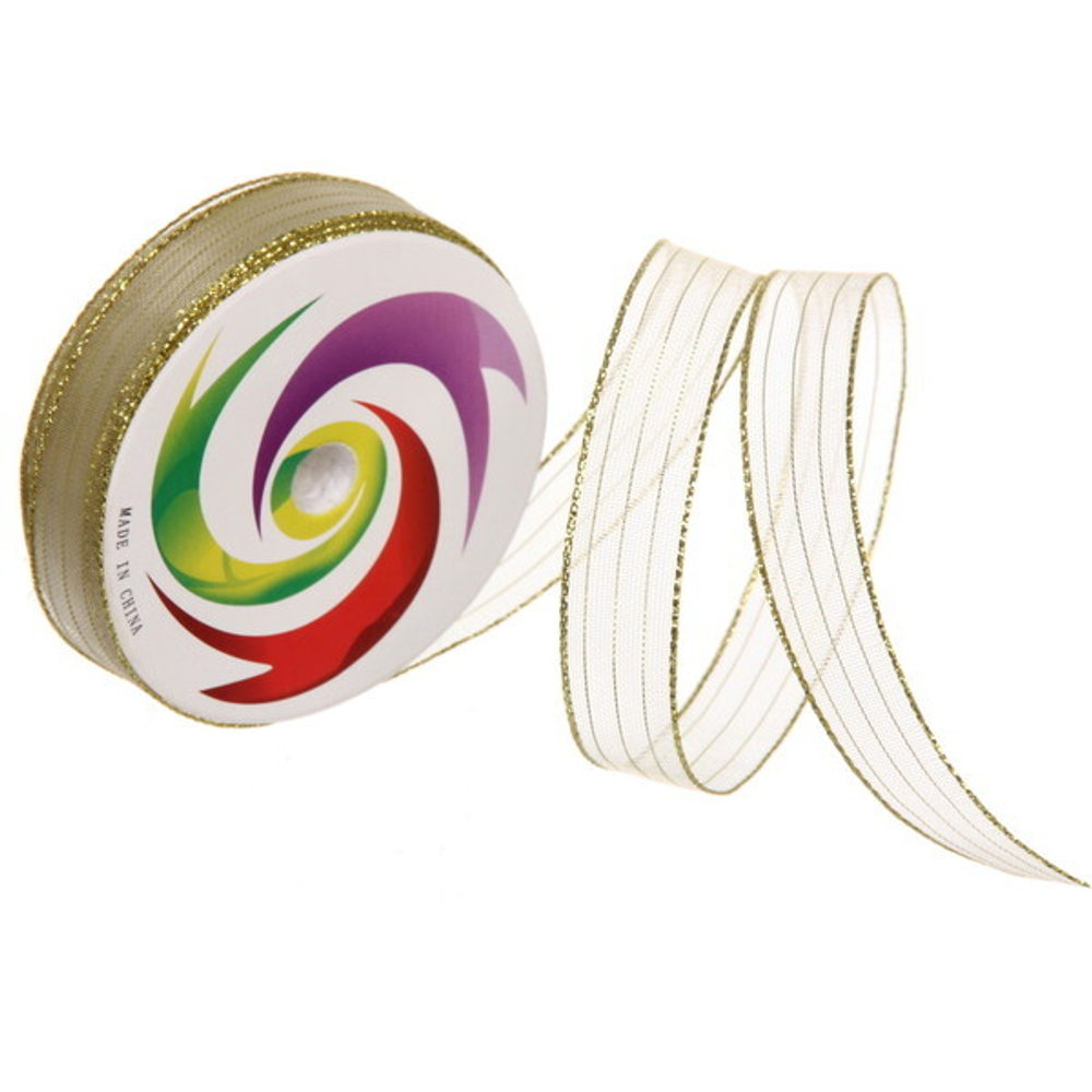 Лента для декорирования «Сияние» 1.5 см, 5 м, Золото (капрон)