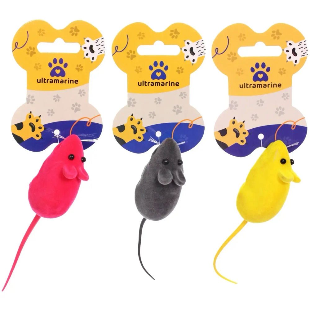 Игрушка - мышка для кошек «ЦЕПКИЕ ЛАПКИ», микс 3 цвета, 13см