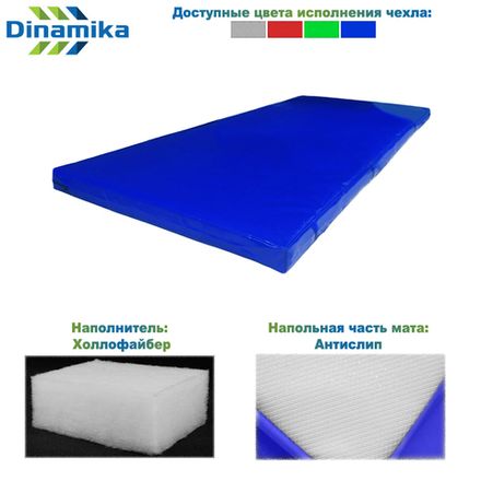 Мат гимнастический 2000х1000х100 тент-антислип (холлослеп/холлофайбер)