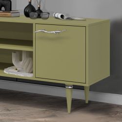 Тумба под ТВ Арт Колор matte 155см Классик Сильвер Зеленая олива матовая