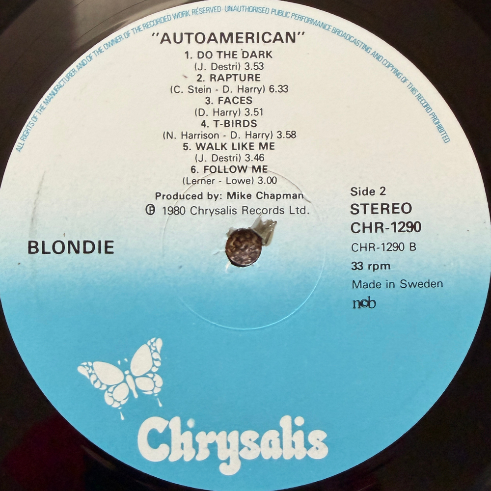 Blondie - AutoAmerican (Швеция 1980г.)