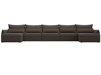 Диван П-образный Лига-051 НПБ МегаЛонг рогожка Амур 05 коричневый