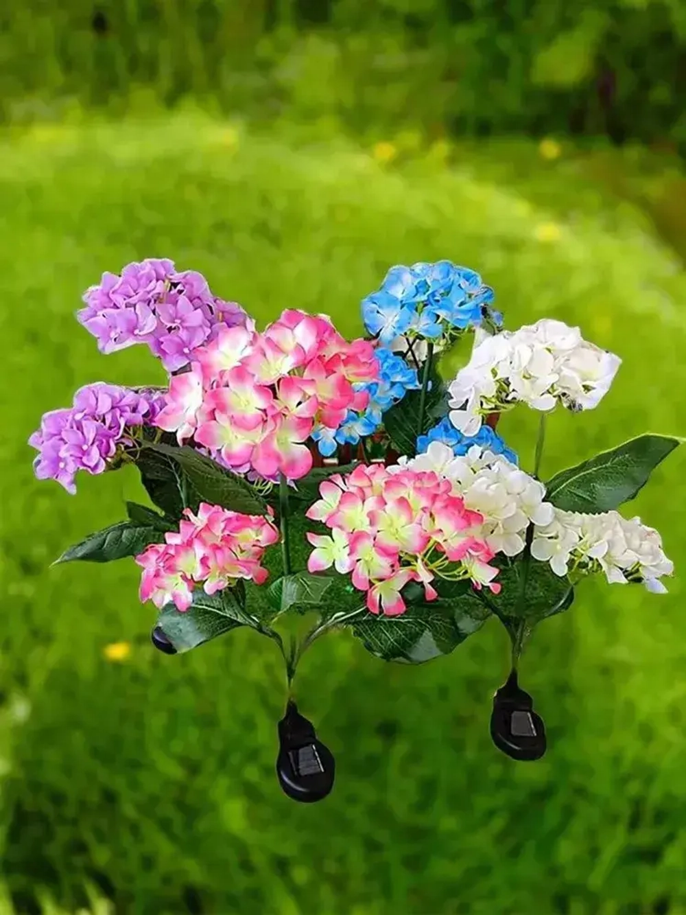 Светильники уличные 3цвета на солнечной батарее "Гортензия" 3 бутона по 3 шт