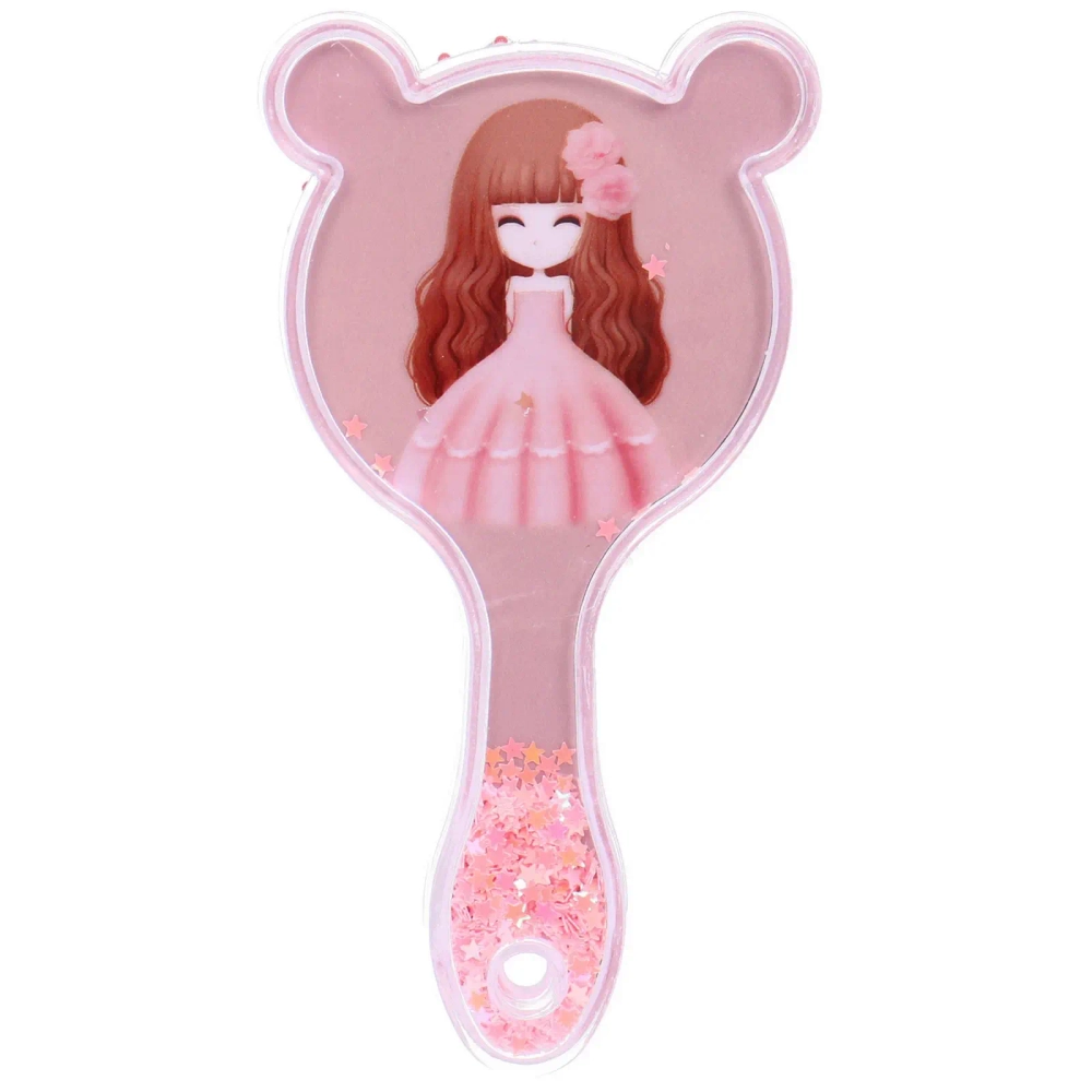 Расческа массажная детская «ДЕВОЧКИ», блестки, микс 4 дизайна, 17,5*5,2см (пакет с подвесом)