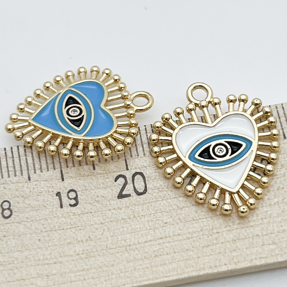 Подвеска Глаз, цвет белый+золото, размер 24*20 мм, цена за 1 шт