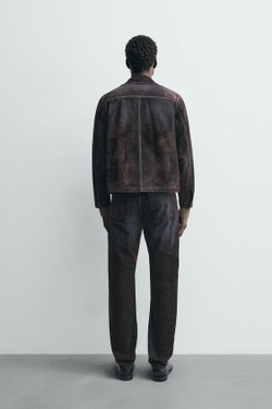 ZARA ДЖИНСЫ RELAXED FIT С ФЛОКИРОВАНИЕМ ПОД БАРХАТ, КОРИЧНЕВЫЙ