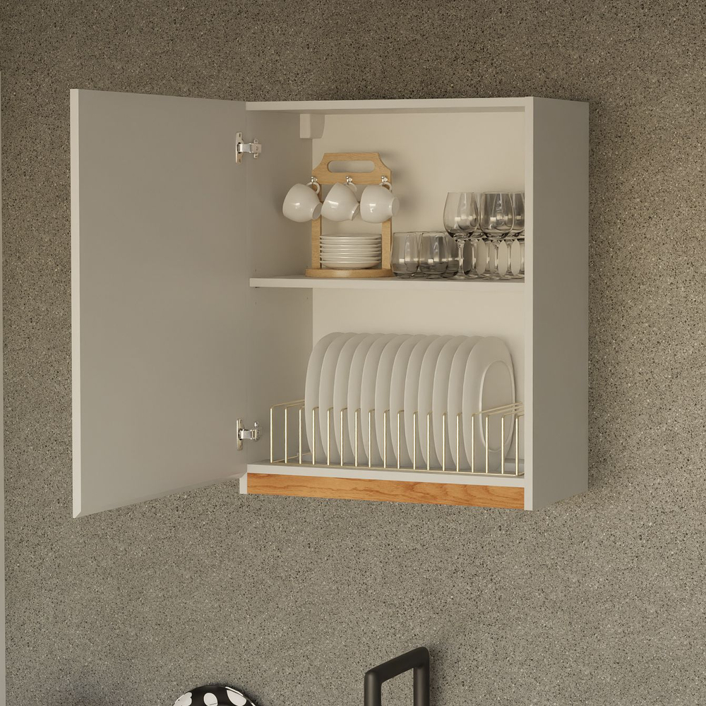 Шкаф навесной, 60х32х75, Валенсия, кухонный модуль, для сушки посуды, кухонный гарнитур, в ванну и кухню, белый, Dipriz