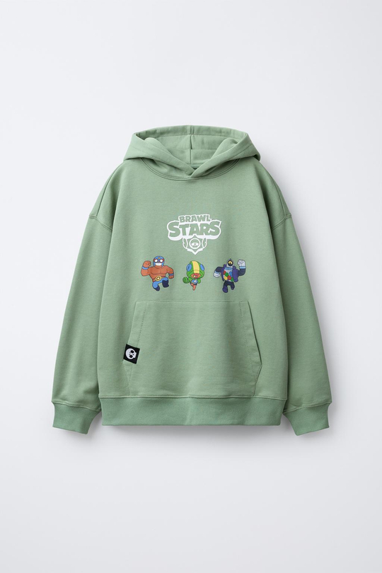 ZARA ТОЛСТОВКА С КАПЮШОНОМ BRAWL STARS © SUPERCELL OY, ОТТЕНКИ ЗЕЛЕНОГО