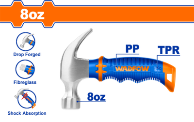 Молоток-гвоздодер 220 гр (6/48) WADFOW WHM33D8