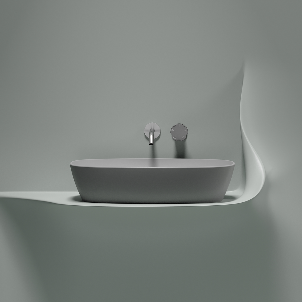 Умывальник чаша накладная овальная (цвет Серый Матовый) Element 610x385x140мм
