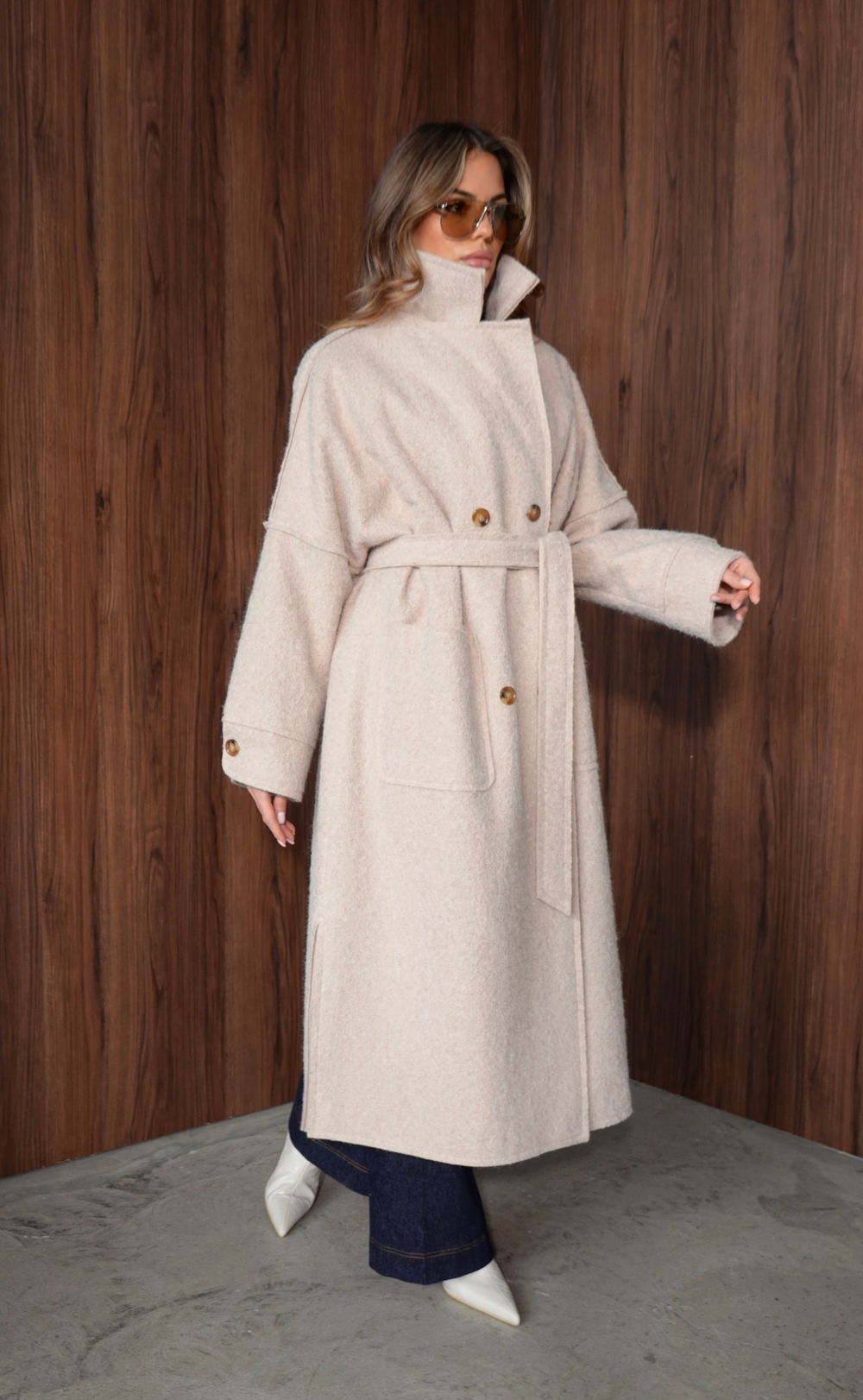 Пальто оверсайз из буклированной шерсти