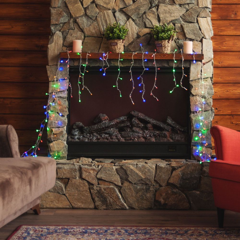 ULD-B3010-200-DTA MULTI IP20 Бахрома светодиодная с контроллером. 3 м. 200 светодиодов. Разноцветный свет. Провод прозрачный. TM Uniel.